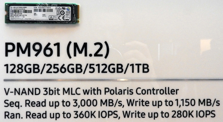 Samsung PM961 SSD. Изображение на PC Watch.